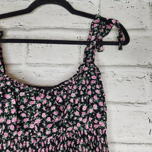 Lottie Moss Floral Ruffle Hem Adjustable Strap Smocked Tank Top Cropped Large - Picture 3 of 13